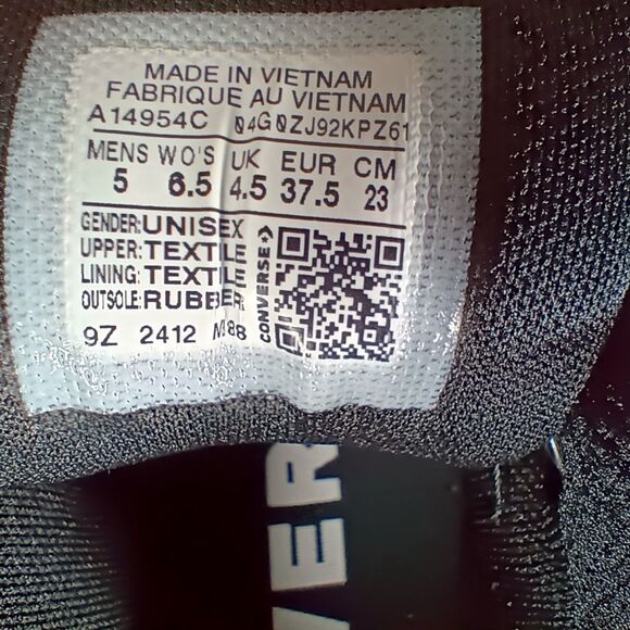 CONVERSE One Star Puff Sneaker Shoes Black A14954C Mens 5 Womens 6.5 - Picture 10 of 10